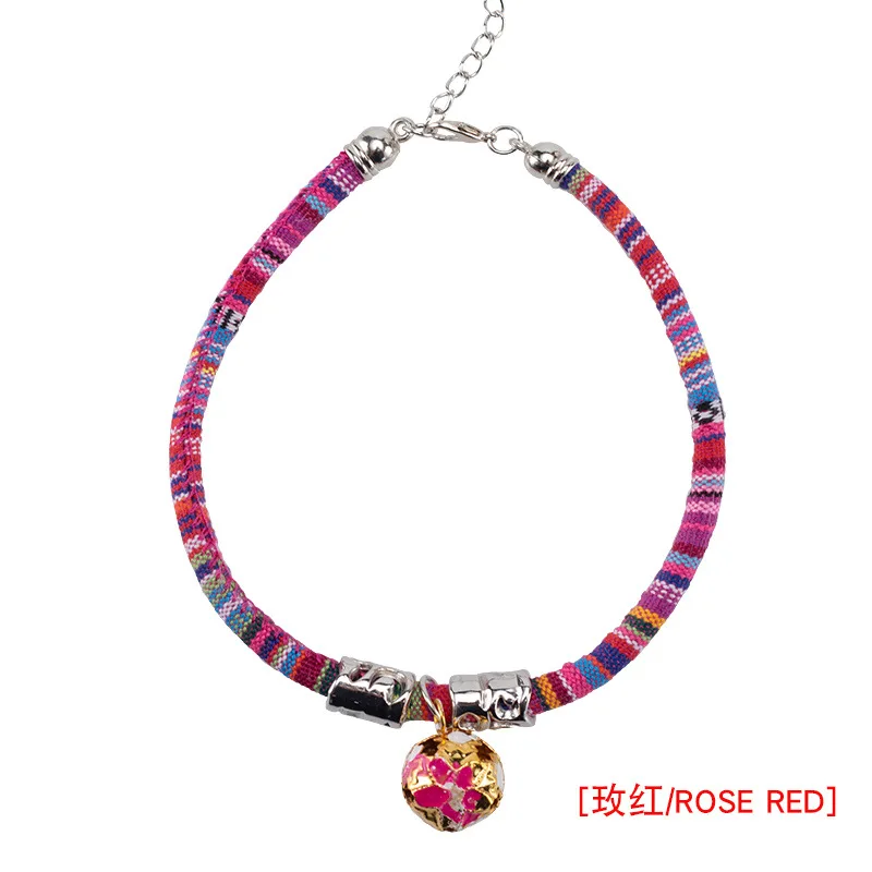 Boho ошейник для кошек с колокольчиком милый регулируемый ремешок щенка модное