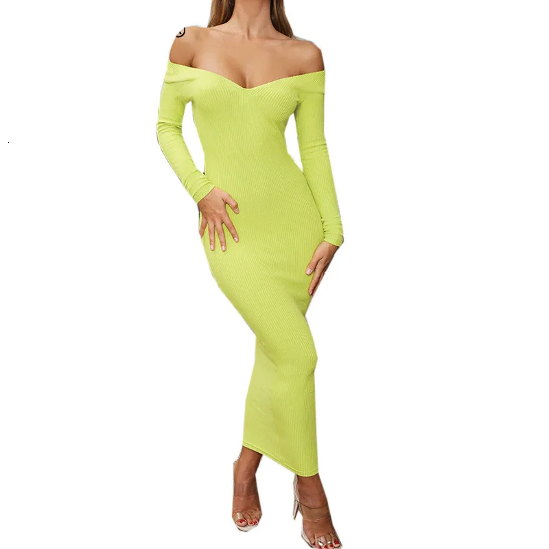 Вязаное осеннее Вечернее Платье облегающее платье 2019 женское Элегантное Длинное