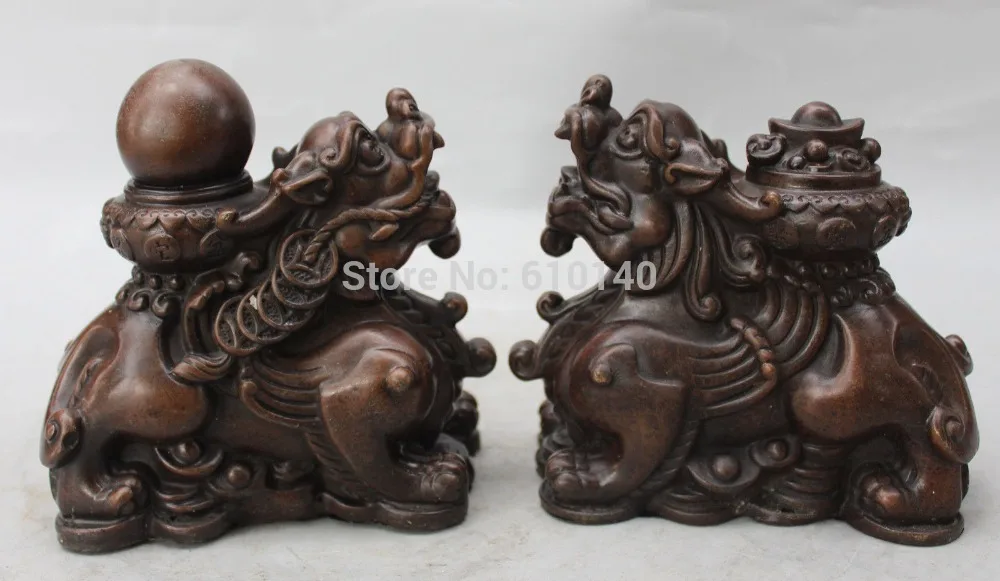 15 см китайские бронзовые богатые зверь хранитель богатство Статуэтка единорога