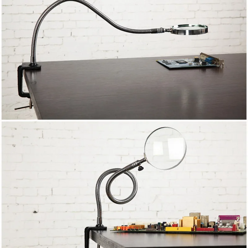 90 мм 5x Новый освещенный Лупа клип на столешнице Настольный светодиодный