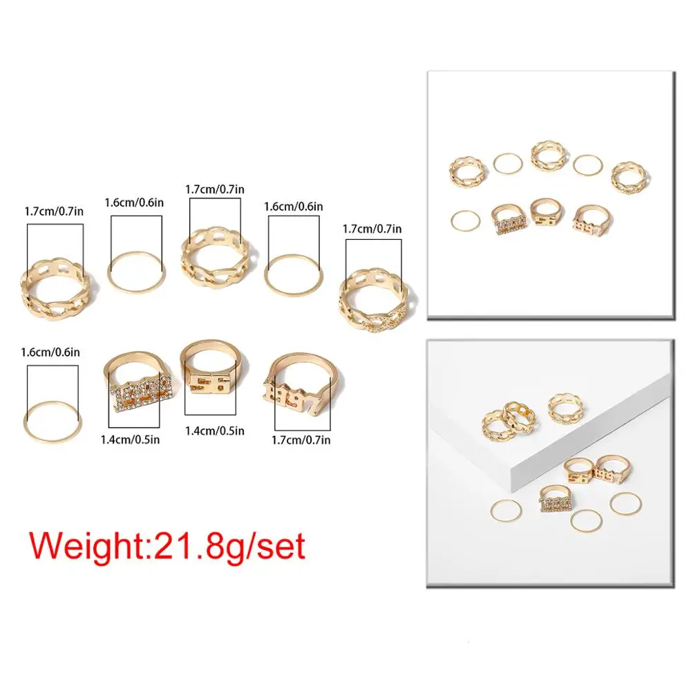 

Lacteo Sexy Shiny Rhinestone Rings Jewelry 2020 for Women Gold Color Retor Freely Combinable Rings Statement Female Gifts