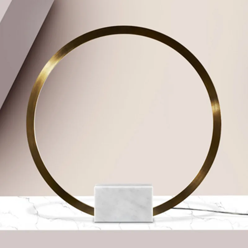 Креативная круглая настольная лампа в стиле постмодерн из мрамора для гостиной