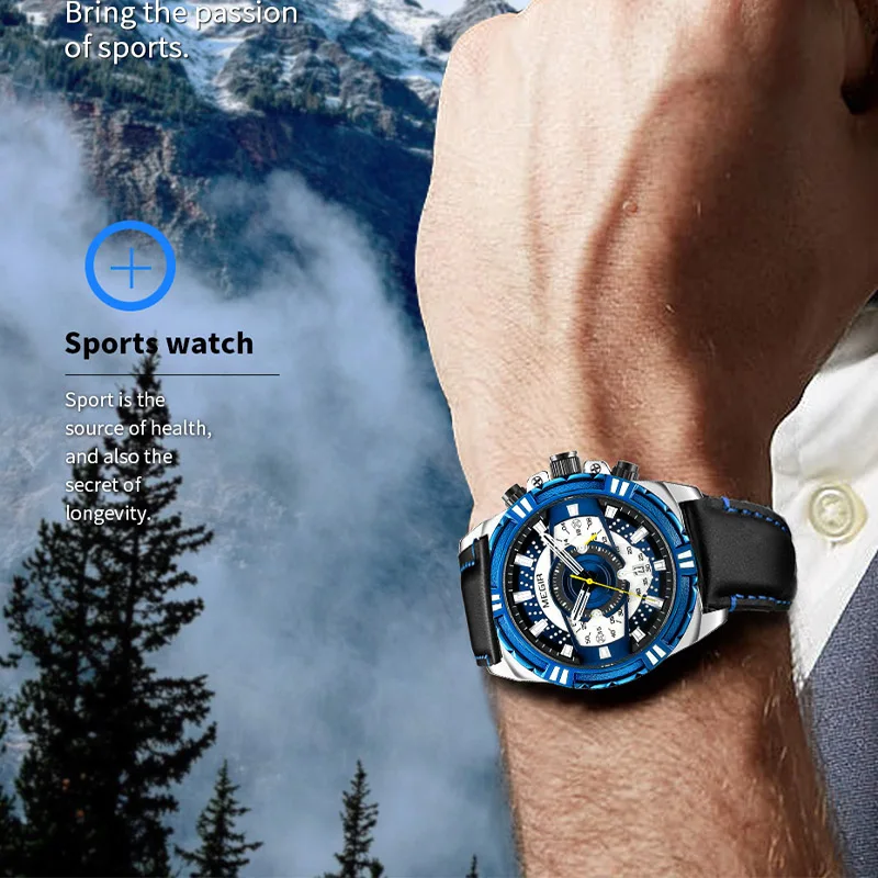 

Men's Watch Leather Strap Army Sports Casual Watches Waterproof Luminous Quartz Wristwatches Men Relogios Masculino