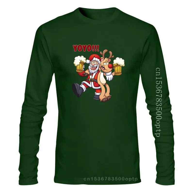 

New Christmas Beer Santa Claus and Reindeer Drink Beer T-shirt