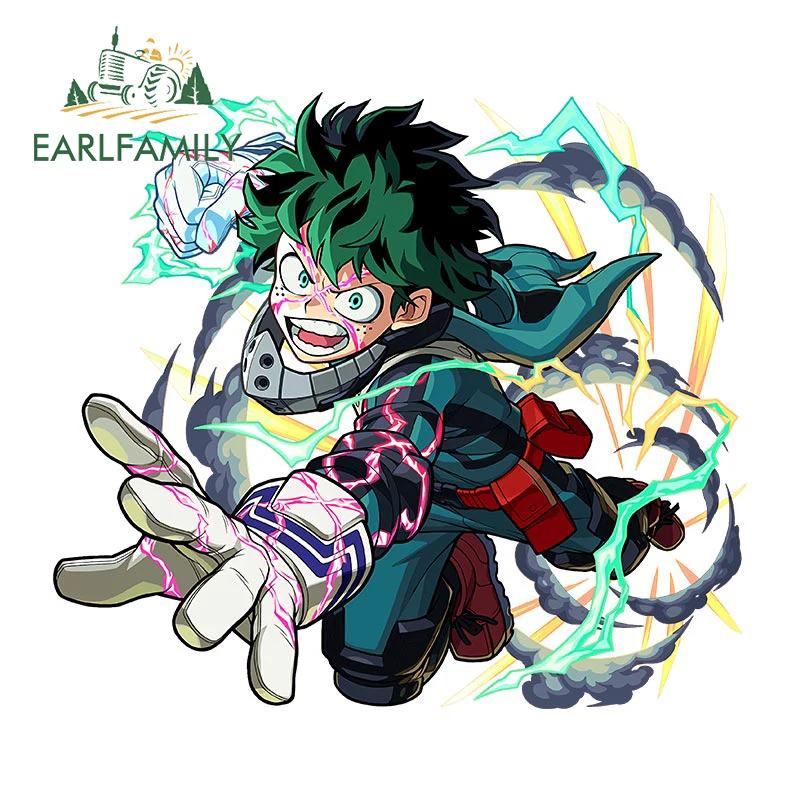 

EARLFAMILY 13cm x 11.7cm Personality Car Stickers for My Hero Academia Decal Anime Deku Cartoon Window Bumper Car Accessories