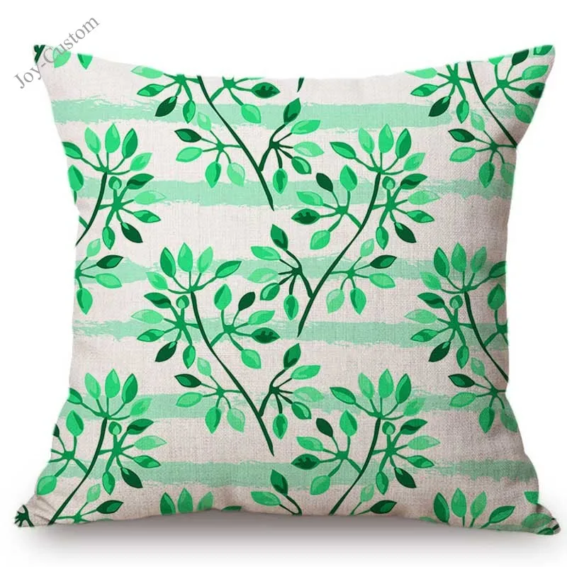 Green Pastoral Ivy Leaf Watercolor Office Decorative Chair Pillow Case Cotton Linen Outdoor Backyard Bench Swing Cushion Cover |