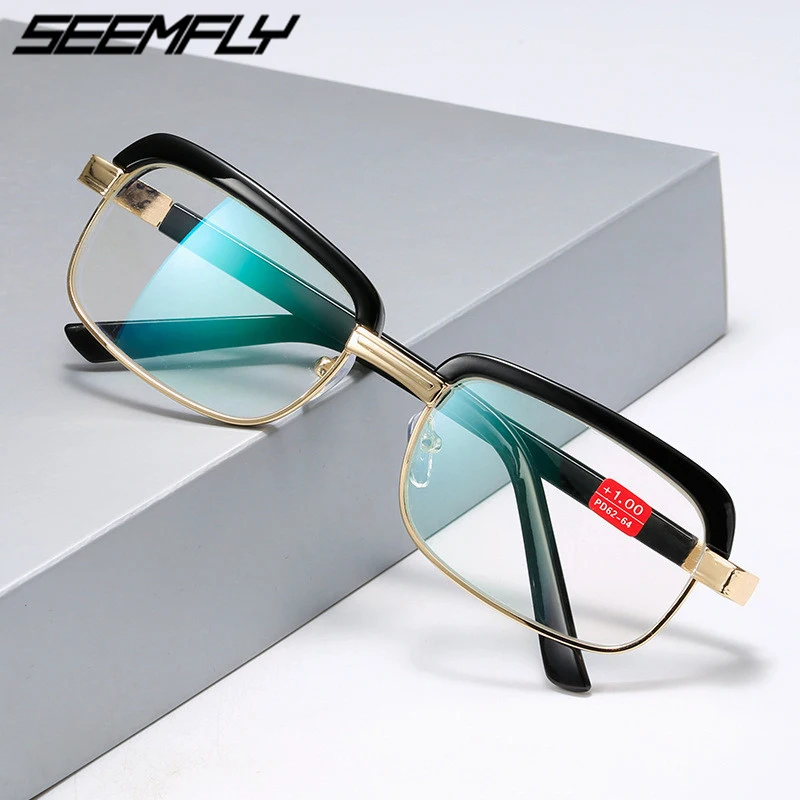 

Seemfly Anti Blue Ray Reading Glasses Men Women Fashion Vintage Metal Frame Clear Lens Presbyopic Eyeglasses Optical Spectacle