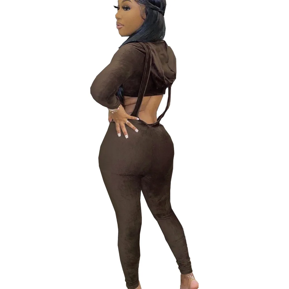 

Korean cashmere waist suspenders suit two-piece sports suit