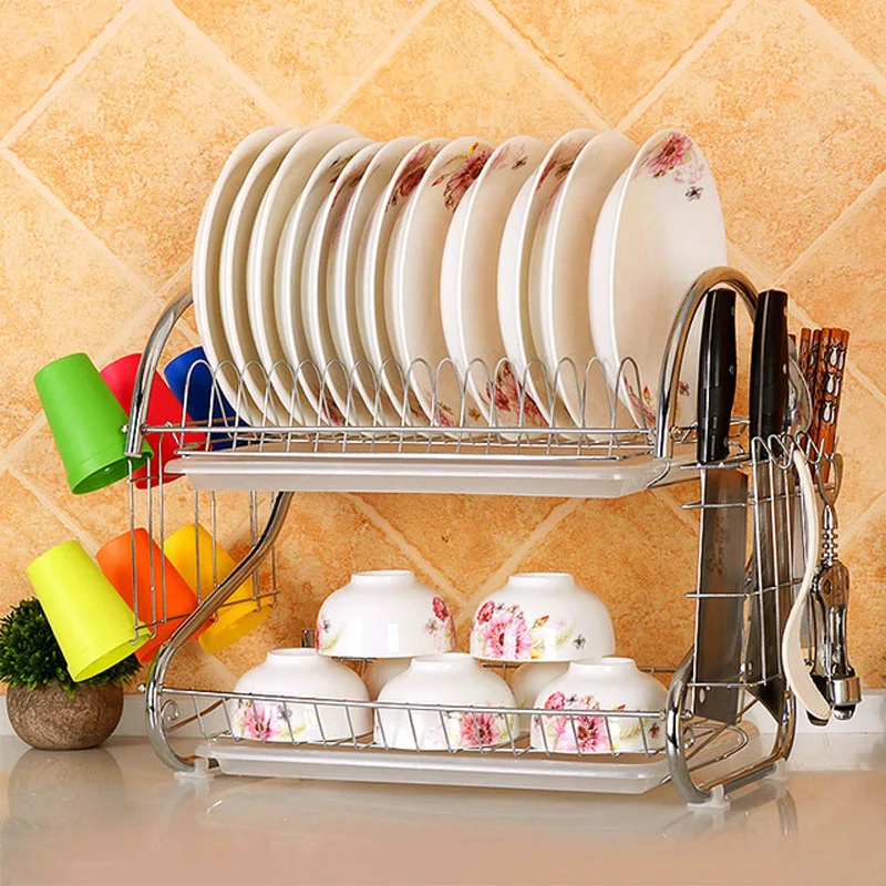 2 яруса Кухня стиральная держатель для хранения полки раковины сушилка посуды
