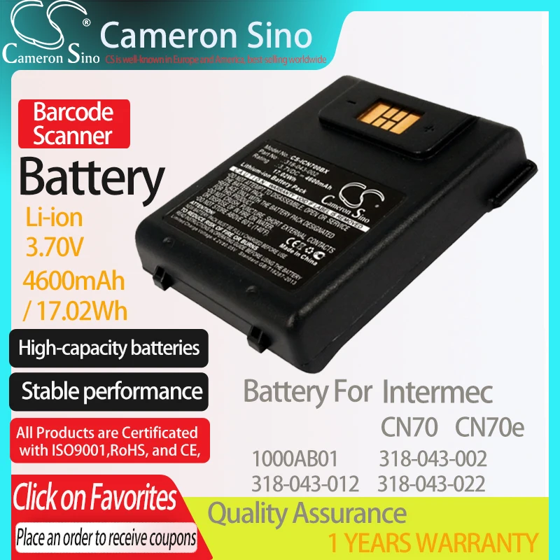 

CameronSino Батарея для Intermec CN70 CN70e подходит Intermec 1000AB01 318-043-002 318-043-012 318-043-022 штрих-кода аккумулятор сканера