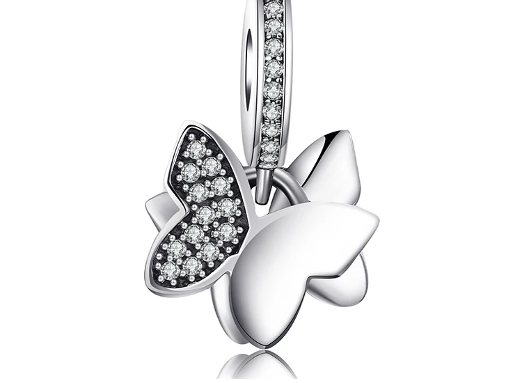 Jewelrypalace стерлингового серебра 925 Бабочка Фея Белый муранского Стекло и проложить Цирконий Шарм Браслеты подарки для Для женщин