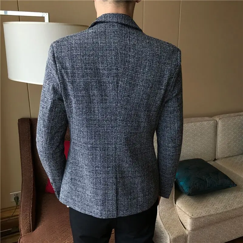 Shenrun мужской костюм куртки весна осень серый красный пиджаки Мода Slim Fit Высокое