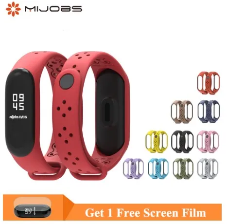 Браслет Mijobs Mi Band для Mi Band 3 Mi Band 4 спортивный силиконовый браслет Mi Band 3 Mi Band 4 ремешок