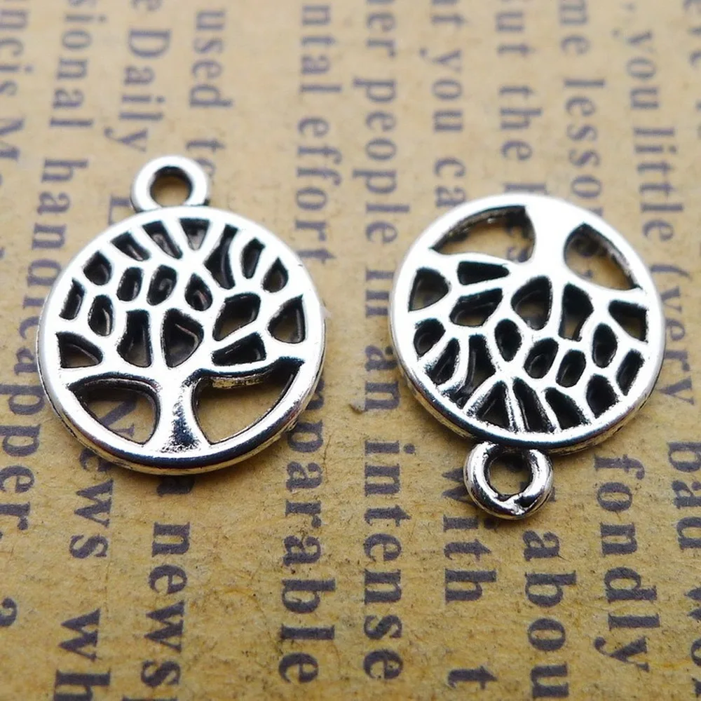 

300pcs Tree Charms 10mm x 13mm DIY Jewelry Making Pendant antique silver color