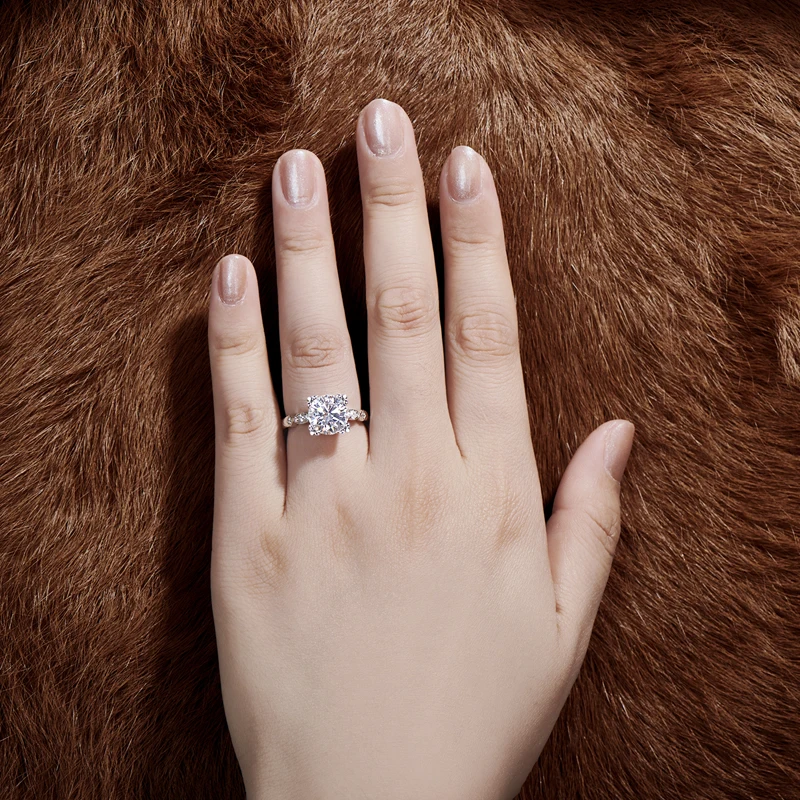 ANZIW 3.0 Carat Round Cut Ring Simulated Diamond Engagement Wedding Sterling Silver Cat Claws Prongs Jewelry for Women | Украшения и