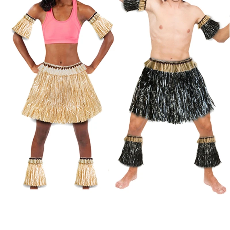 2 комплекта юбка с гавайской травой костюм гибкие дужки длинным рукавом Детские