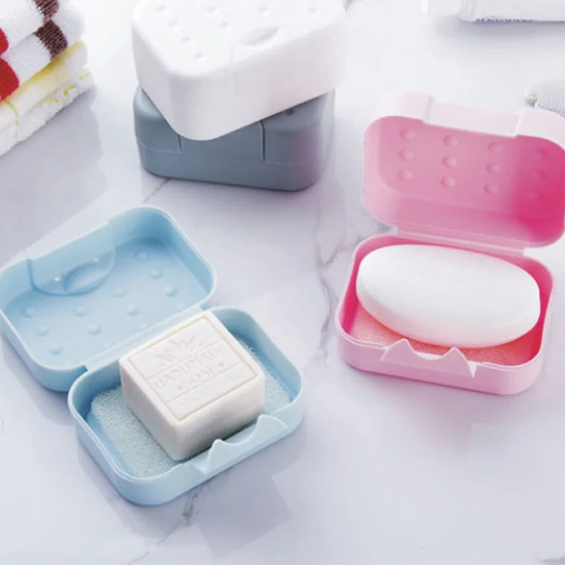 

Travel Soap Box Sealed Waterproof Seal Portable Dual Purpose Soap Case with Absorbent Sponge Bathroom Soap Box 4 Colors MYDING