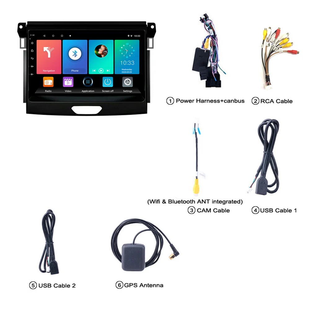 

2 Din Android 9'' for Ford Ranger2015-2019 Car Radio Stereo WIFI GPS Navigation Multimedia Player Bluetooth Head Unit Autoradio