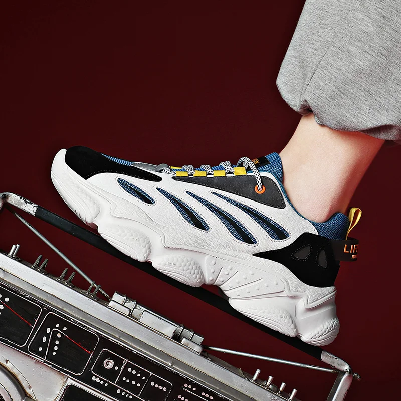 

2021 Mesh Men's Flat Sports Sneakers Fashion Breathable Man Shoes Casual Comfortable Male Mixed Color Running Footwears