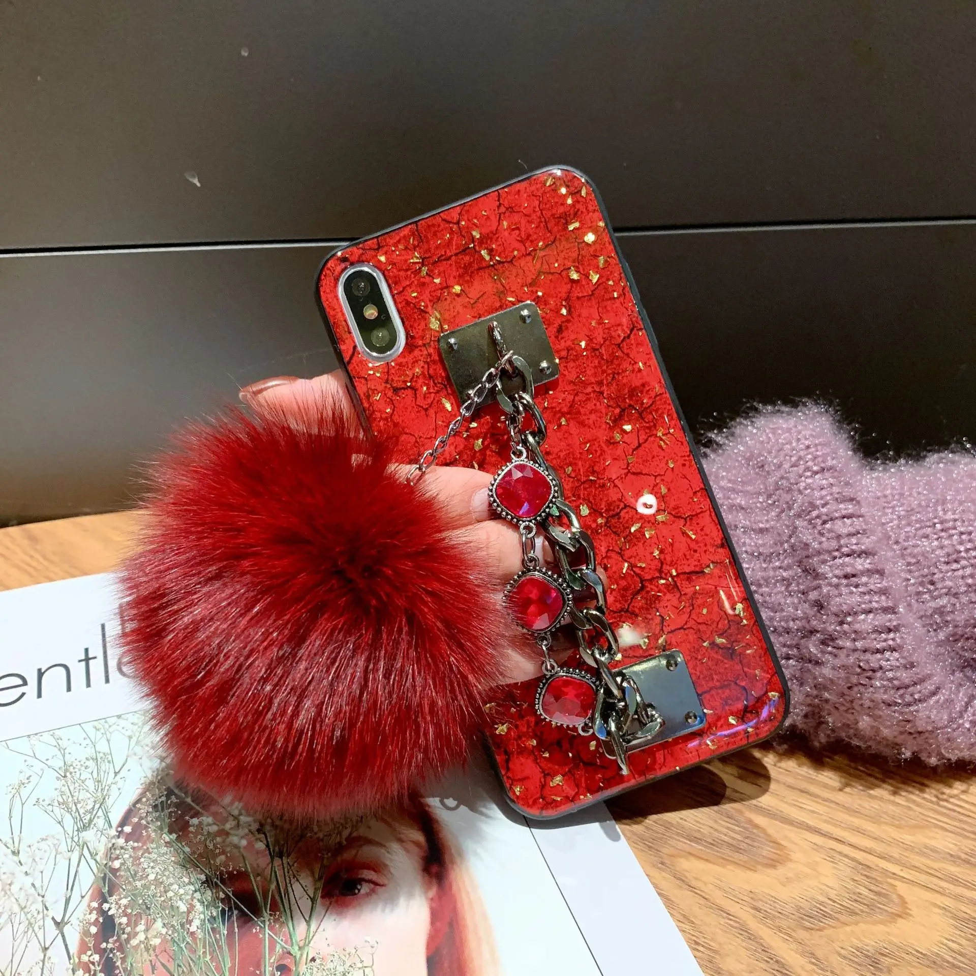 Чехол для телефона с алмазным меховым помпоном samsung Note20Plus S20Plus A51 A10 A20 A50 A60 A70 A80