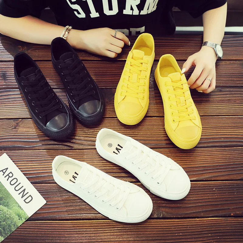 

2021 Spring New Lace Up Classic Women Canvas Shoes Flat Bottom Breathable Women Casual Shoes Candy Colored Vulcanized Shoes