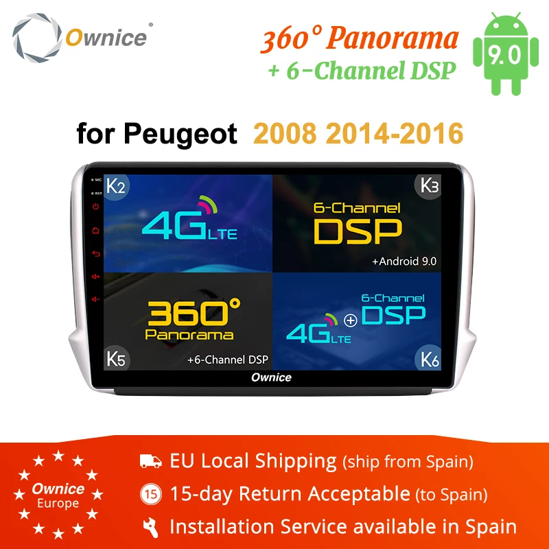Ownice Android 9 0 автомобильный DVD GPS радио плеер для Peugeot 2008 208 2014 2015 2016 360 панорамная DSP 4G