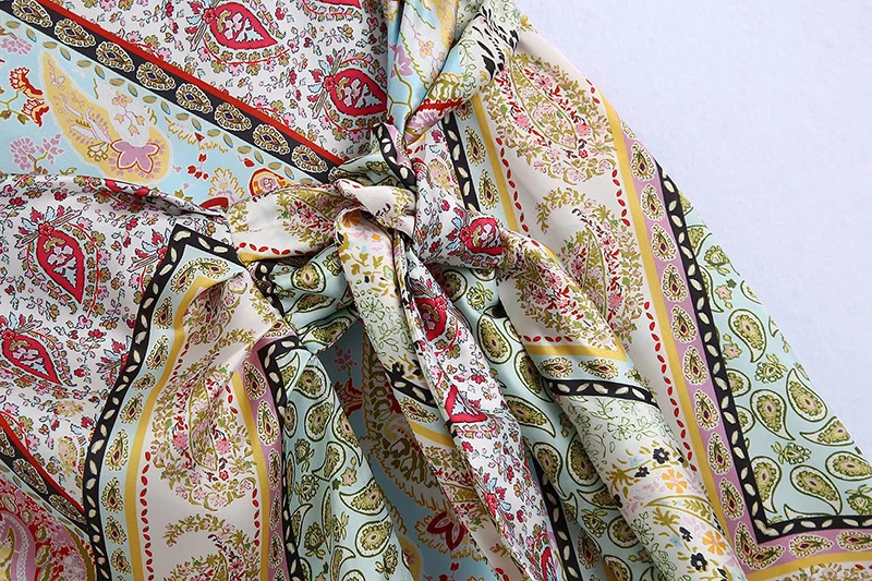 

Women Summer Print Midi Skirt with Knot Vintage High Waist Female Asymmetry Wrap Skirts Mujer mid length woman skirts