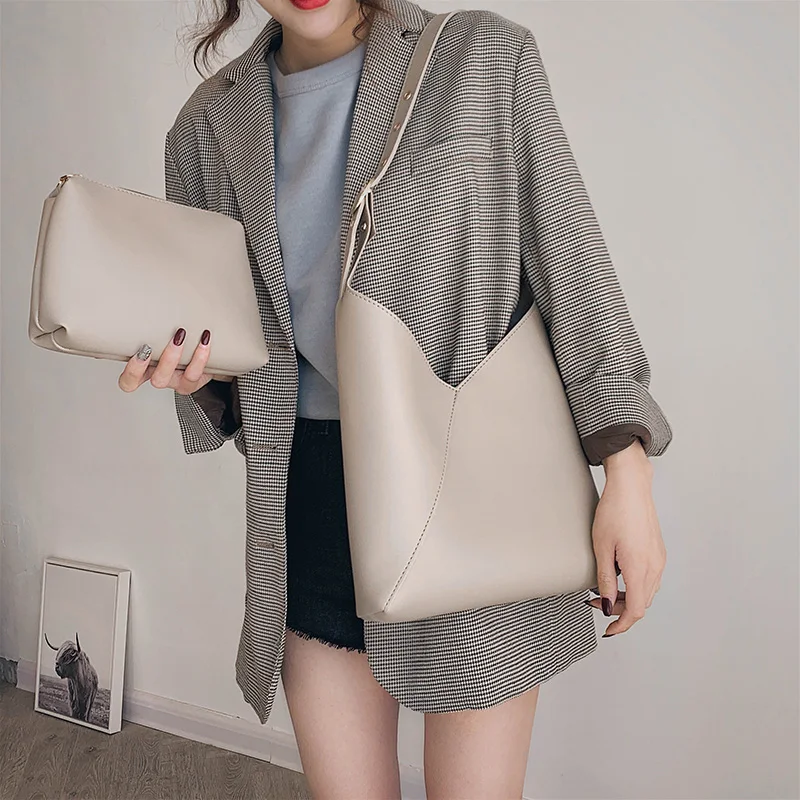 

New 2021 Fashion Trend Retro Women Bag Large Capacity Bucket Package Single Shoulder Messenger Bag Composite Bag Handbag