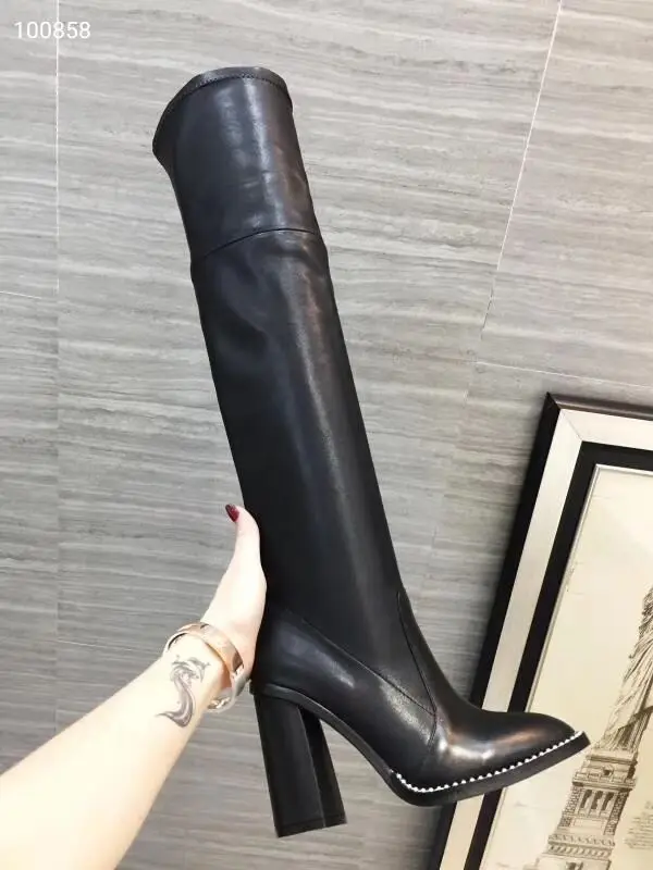 Фирменный дизайн эластичные сапоги из натуральной коровьей кожи сезон осень