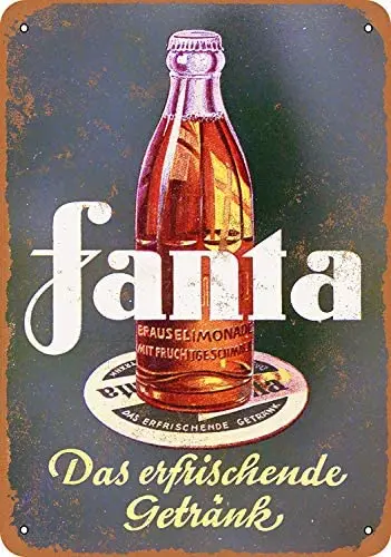 

German Fanta Metal Tin Sign 12 X 8 Inches Retro Vintage Decor