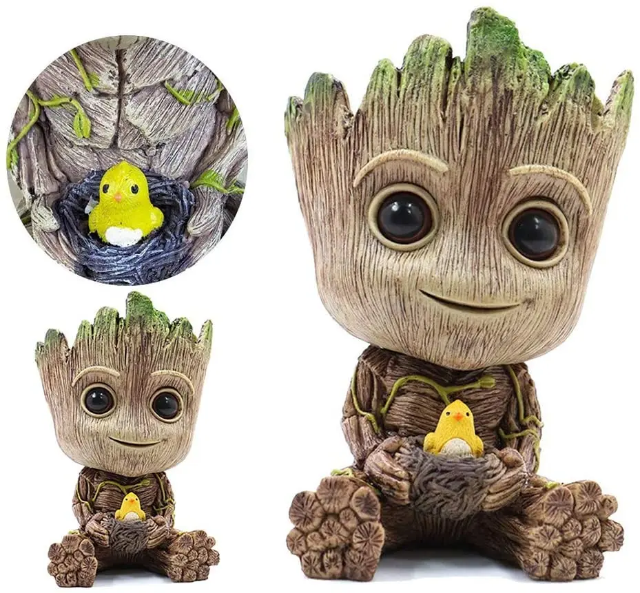 Baby Groot Flowerpot Flower Pot Planter Figurine Tree Man Cute Model Toy Pen Pot Garden Planter Flowers Pot for home decor Gift roogo resin home garden flower pot succulent planter pots outdoor flowerpot for balcony decoration home desktop pen holder decor