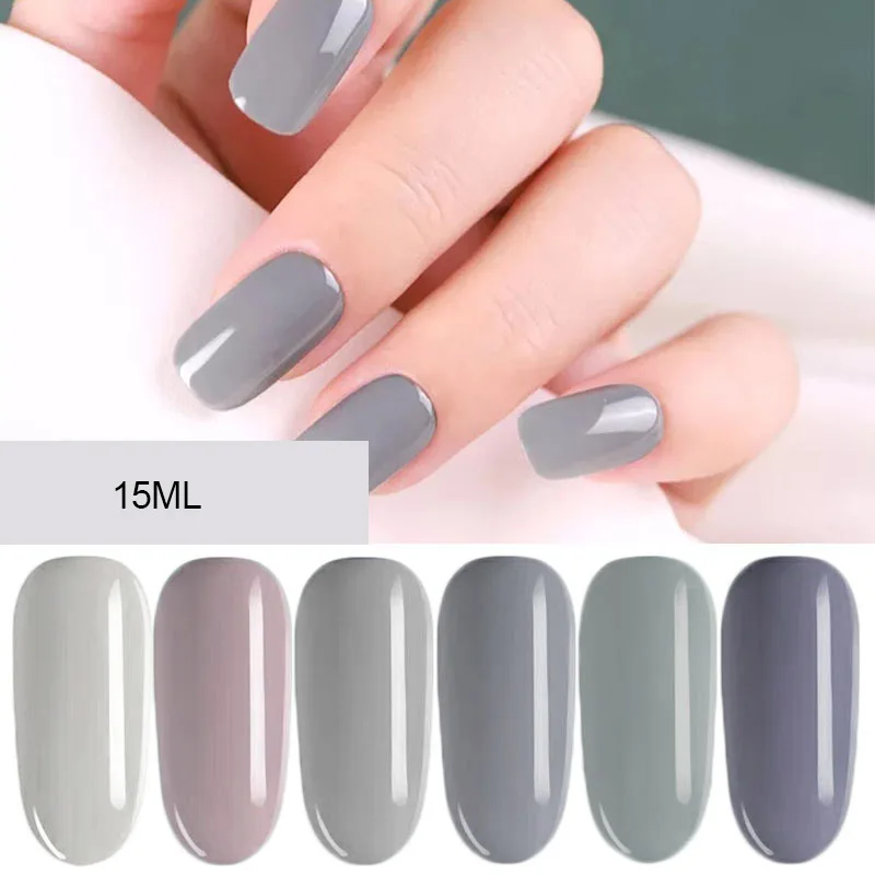 Модный серый цвет Лак для ногтей гель женщин Полупостоянный чистый УФ маникюрный
