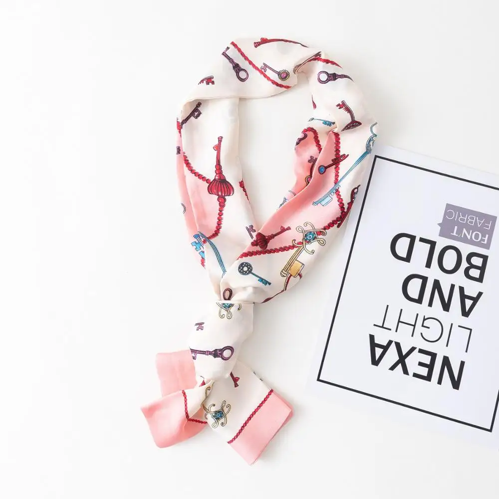 

2020 new silk long scarves for women double print scarves tie Elegance neckerchief neck head scarf for gift girl