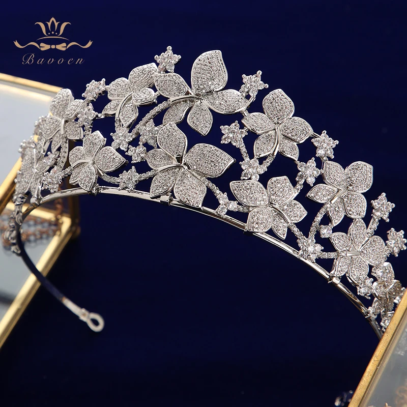 

Bavoen Wedding Flower Zirconium stone crowned queen Princess Prom ball Head Wear headgear accessories for wedding hair