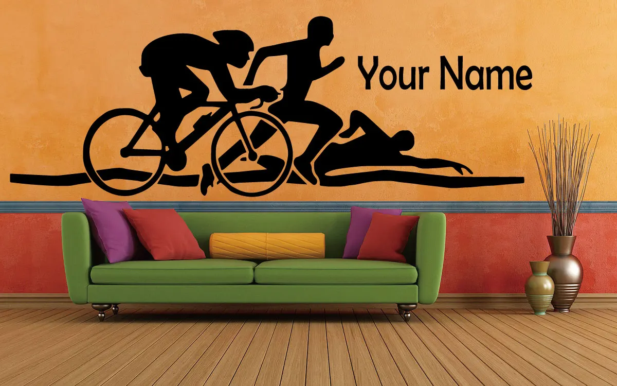 Наклейки на стену для триатлона плавания бега велоспорта|Наклейки стену| |