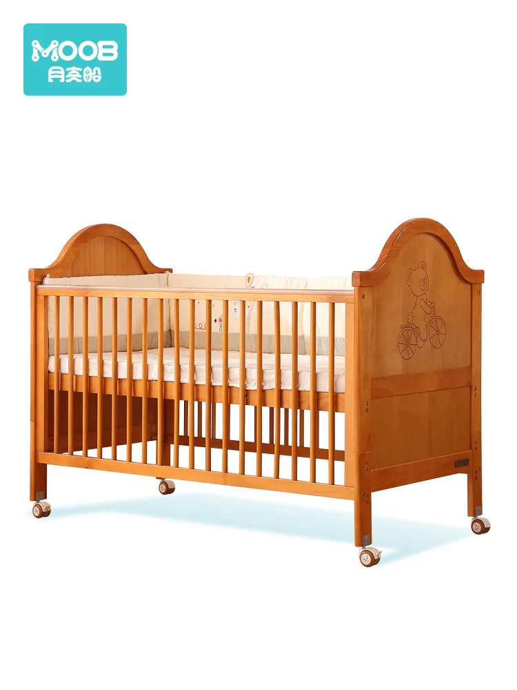 Европейская детская кроватка для новорожденных из цельного дерева