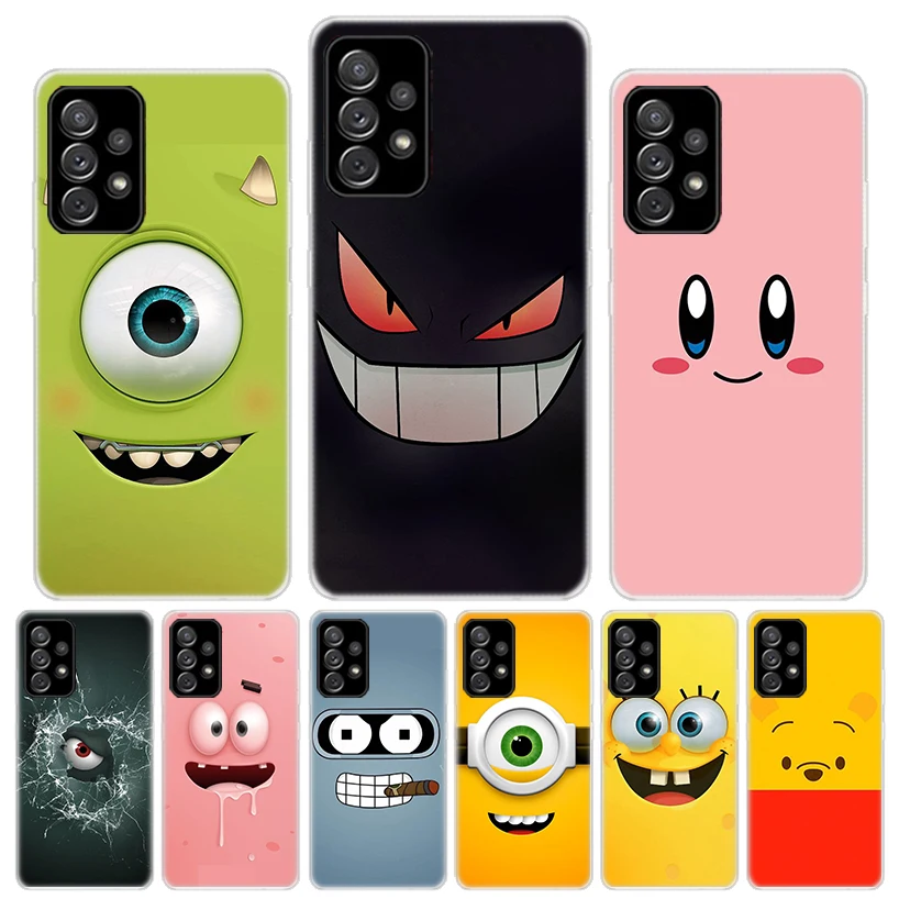 

Cartoon Face Funny Silicon Call Phone Case For Samsung Galaxy A72 A52 A71 A51 A32 A22 A12 A02S A31 A21S M21 M31S M51 Cover