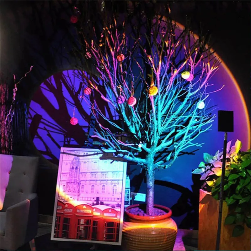 

Colorful Lamp Desk Lamp 2021 Rainbow Sunset Projector Atmosphere Led Night Light Home Coffe shop Background Wall Decoration