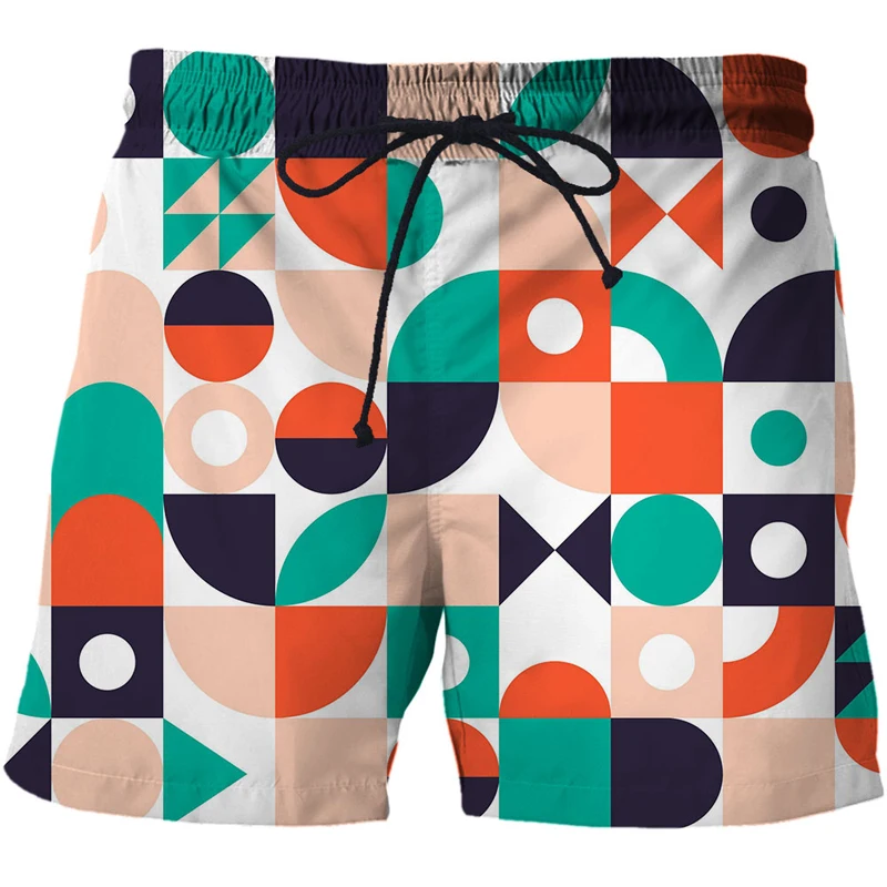 New Arrival Shorts geometry graffiti pattern 3d print beach pants summer swimwear men short Quick-drying Mens Swim Beach Shorts