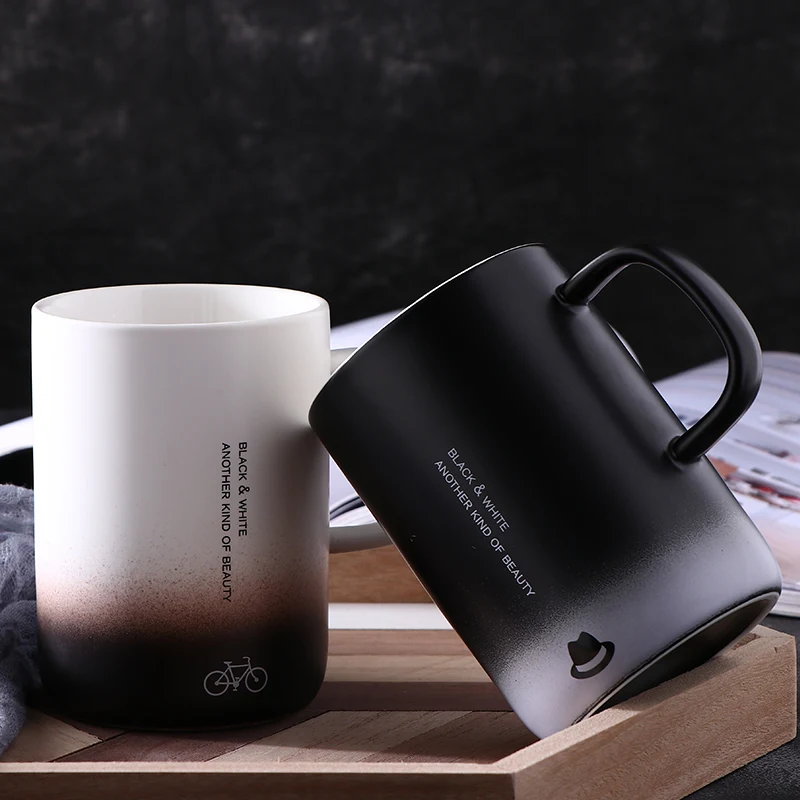 Ceramic Mug Cup Travel Stylish Reusable Hot Water Changing Black Plain Coffee Magic Color Heat Sensitive GG50mk | Дом и сад