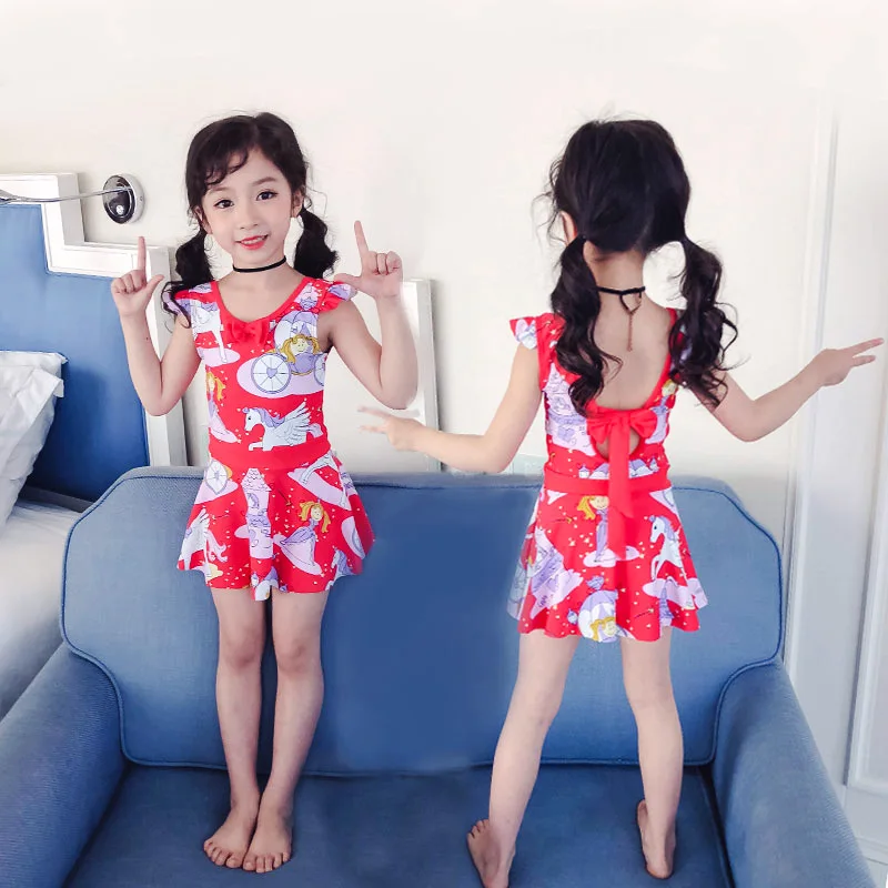 

NODELAY 3-12years Girls swimwear Cartoon 2021 New Kids Swimsuit one piece children Beachwear Sweety bowknot Bathing Suits