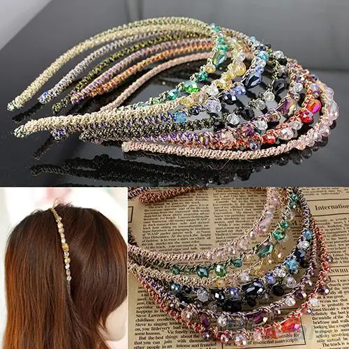 

Fashion Women's Irregular Colorful Rhinestone Headband Barrette Hairpin Clip Hair Decor Headband Accessories