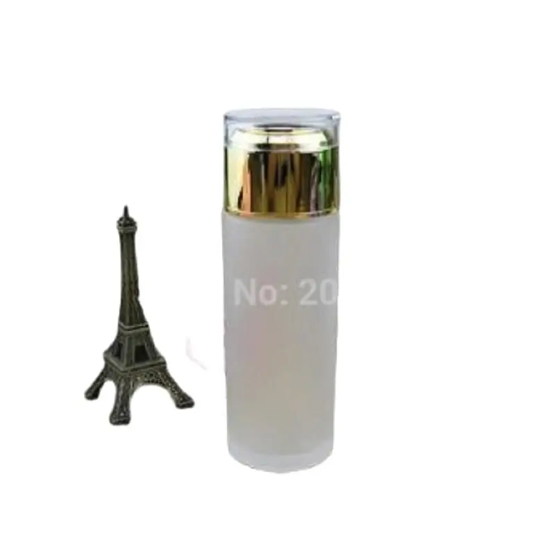

100ml frosted glass bottle with shiny gold lid plastic stopper ,lotion toner bottle , Cosmetic Packaging,glass bottle