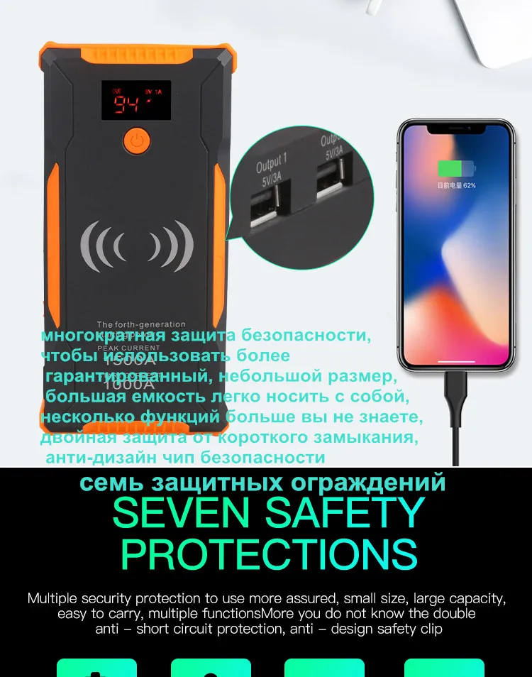 Мини Супер мощный автомобильный пусковой аккумулятор 12 в большой емкости 600А портативный автомобильный пусковой Аккумулятор для бензина и дизельного топлива