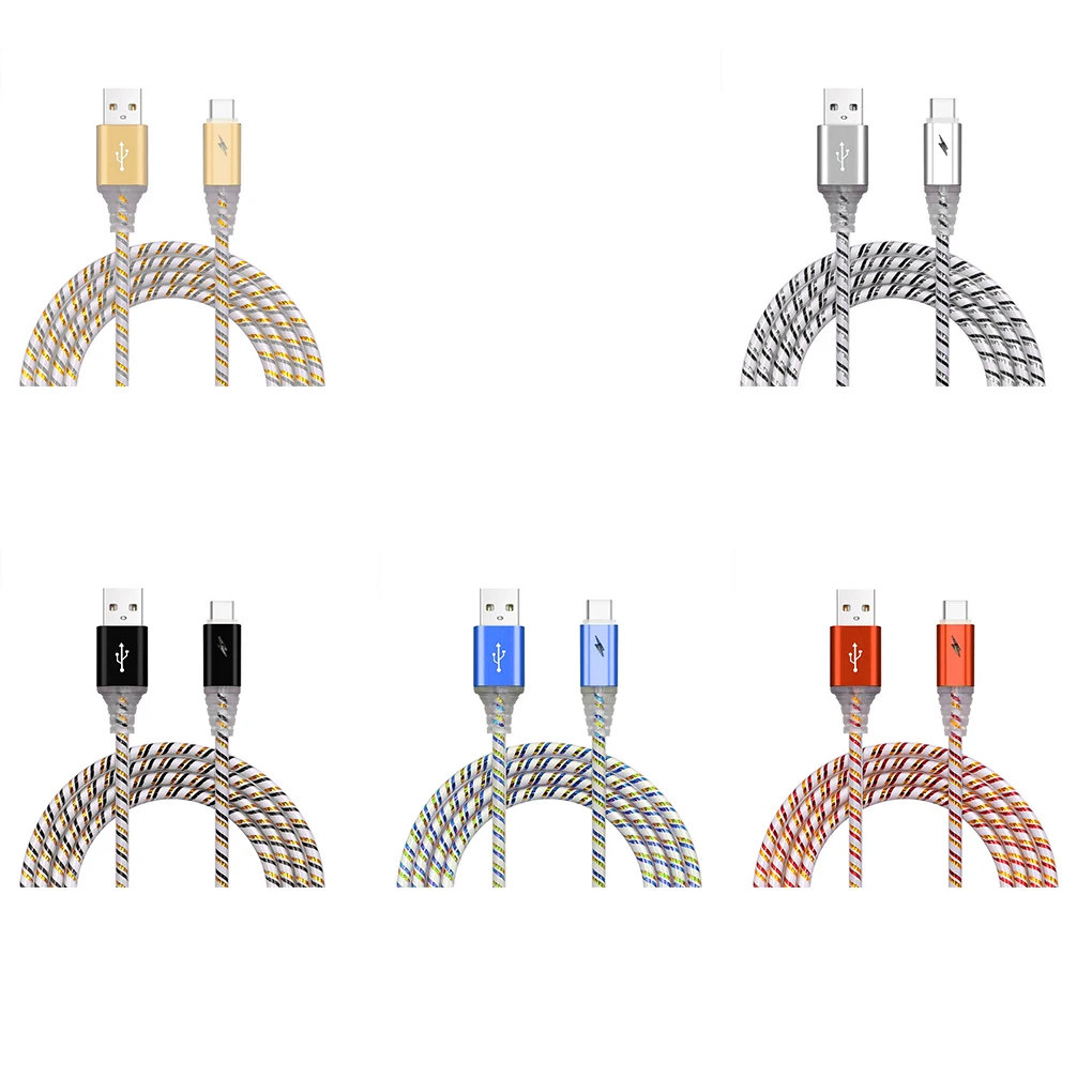 Тип USB C светящийся светодиодный светильник ПВХ зарядное устройство для