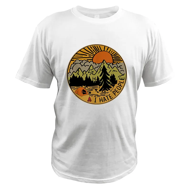 

Vintage I Hate People TShirt Love Camping Funny Hiking Retro Tshirt Digital Print Comfortable Crew O-Neck Tee Lycra Shirt