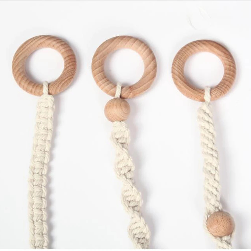 

Baby Wooden Pendant Teething Toys Rack Crochet Teether Nursing Hanging Play Toys Newborn Shower Present Room Ornament