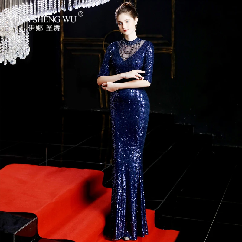 

Платье женское длинное вечернее на молнии сзади, с блестками