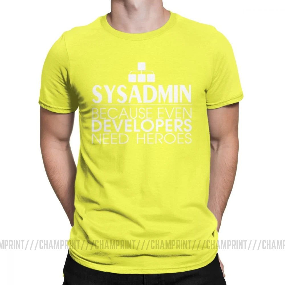 Мужские футболки, хлопковые футболки с героями Sysadmin, Linux, Sysadmin Unix, Debian Ubuntu Administrator, футболка, одежда, идея подарка - Цвет: Цвет: желтый