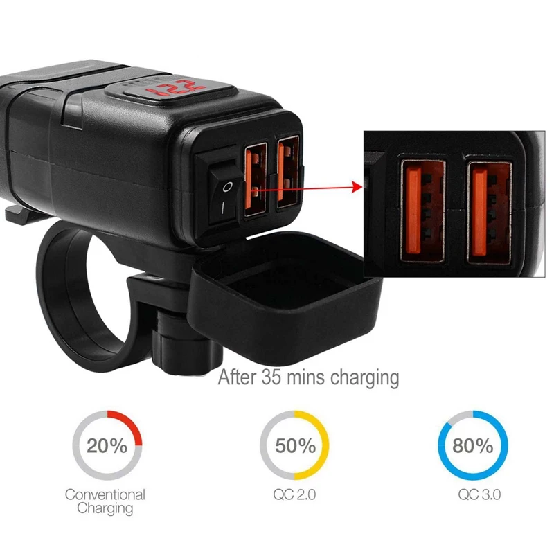 Motorcycle QC3.0 USB Charger Waterproof Dual Moto QC 3.0 Fast Charging 12V For Motocicleta Phone Mobile | Автомобили и мотоциклы